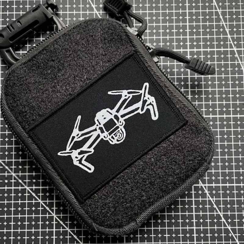 Drone UAV Patch Military Tactical Morale Badge Print Hook and Loop Backpack Clothing Decorative Accessory Sticker Armband