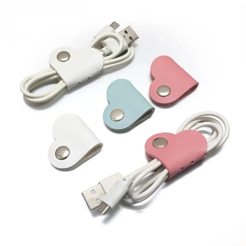 12pcs Cable Straps With Snap Heart Shaped Data Cable Organizer Cable Ties Cable Organizers Cord Management Heart Shaped Data