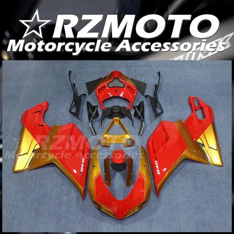 4Gifts New ABS Motorcycle Whole Fairings Kit Fit For Ducati 848 evo 1098 1198 Bodywork Set Custom Red Golden