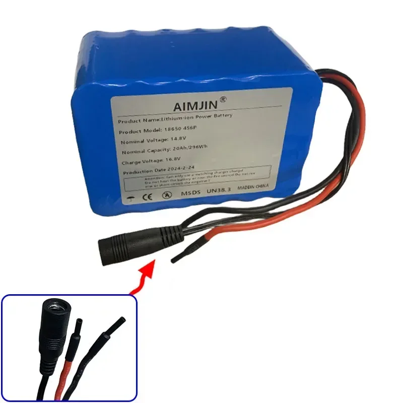 14.8v 20ah 18650 bateria de lítio 4s6p 16.8v led noite pesca luz aquecedor amplificador de luz do mineiro bateria