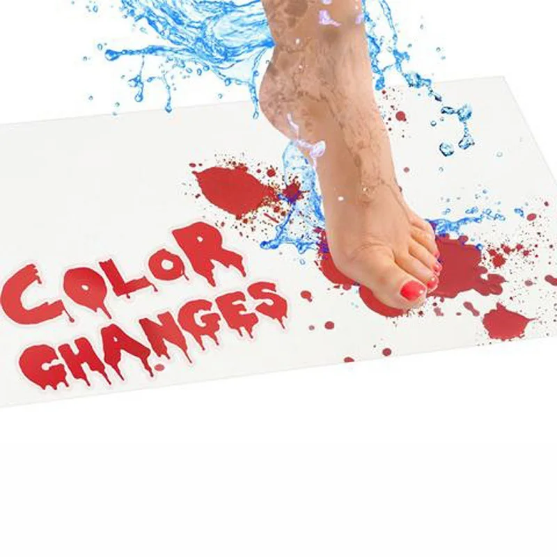 Novelty Color Changing Shower Bath Mat 40x70cm Red Trigger Floor Mat Interesting Ornament for Home Bathroom Halloween Supplies