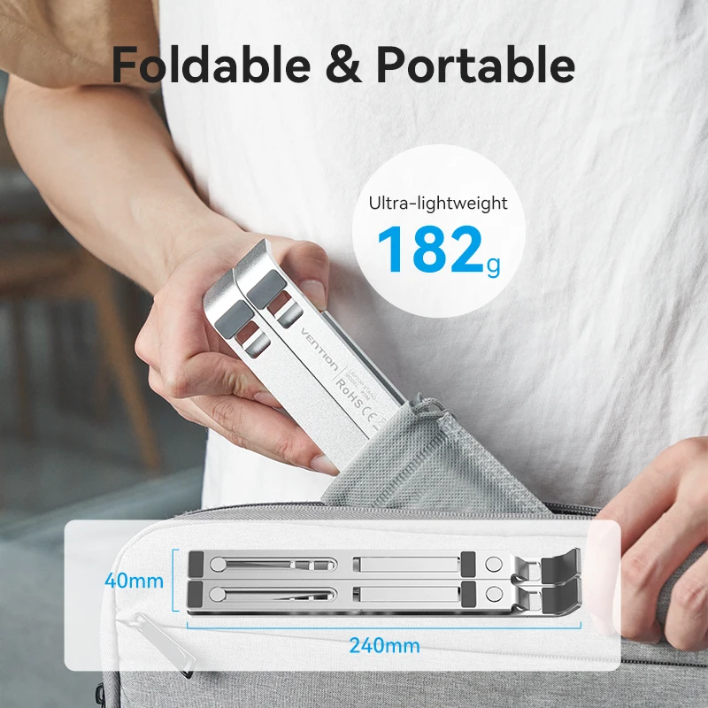 Macbook Air Pro 용 Vention 노트북 스탠드 홀더 MacBook Pro 수직 태블릿 스탠드 용 알루미늄 접이식 노트북 스탠드 노트북