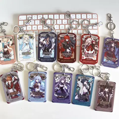 Genshin Impact Kaeya Alberch Diluc Cosplay Anime Card Sleeve Keychain Pendant Hanging Drop Widget Game Gifts Colleagues Kawaii