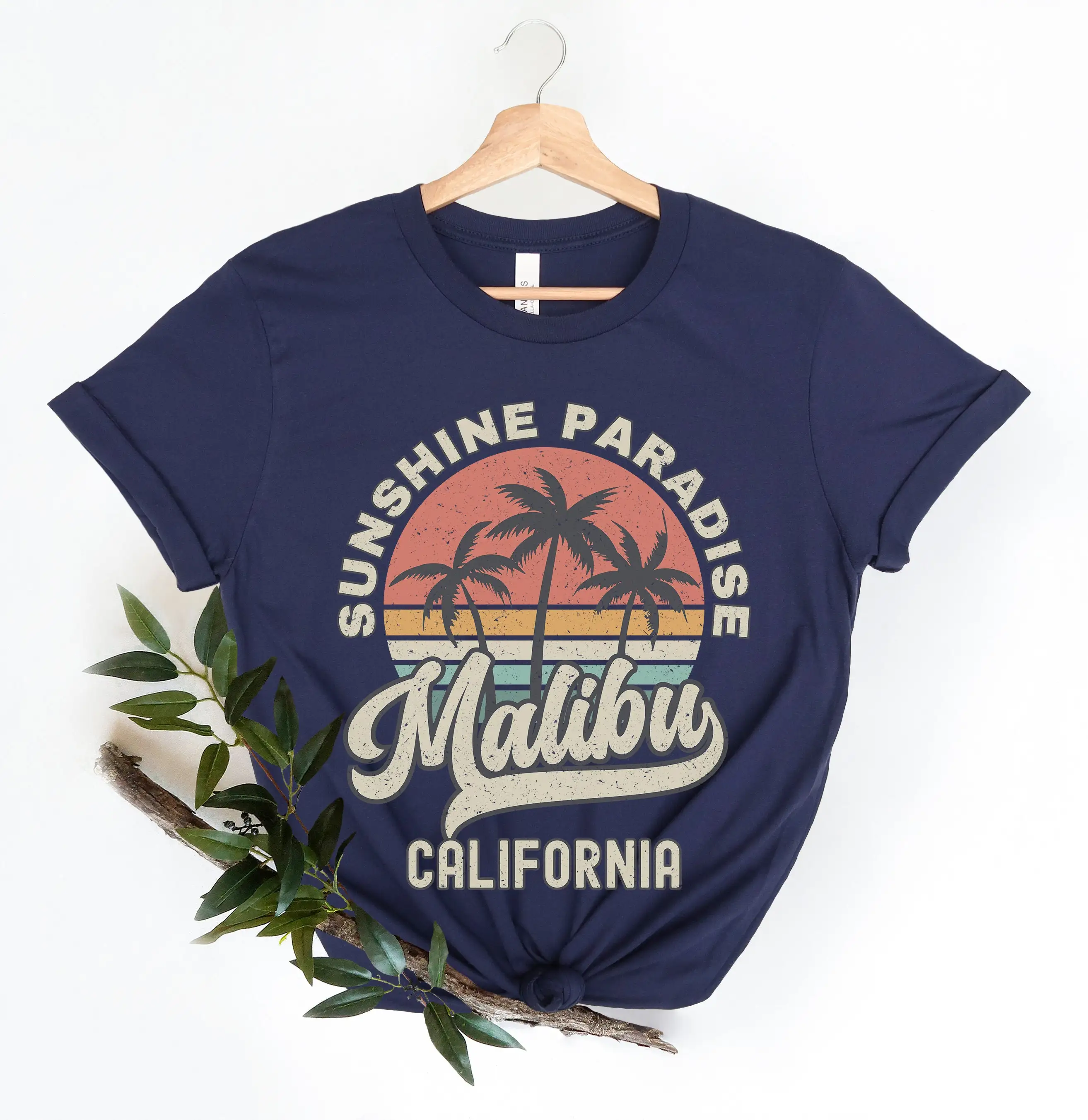 Malibu T Shirt California Souvenir Palm Tree Retro Sunset Matching Family Group Travel Socal Honeymoon