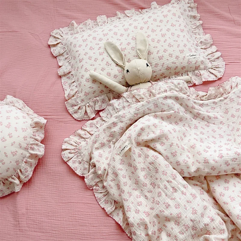 Baby Pillowcase Floral Print Cotton Muslin Newborn Pillow Case Pillow Cover for Baby 30x50cm 48x74cm