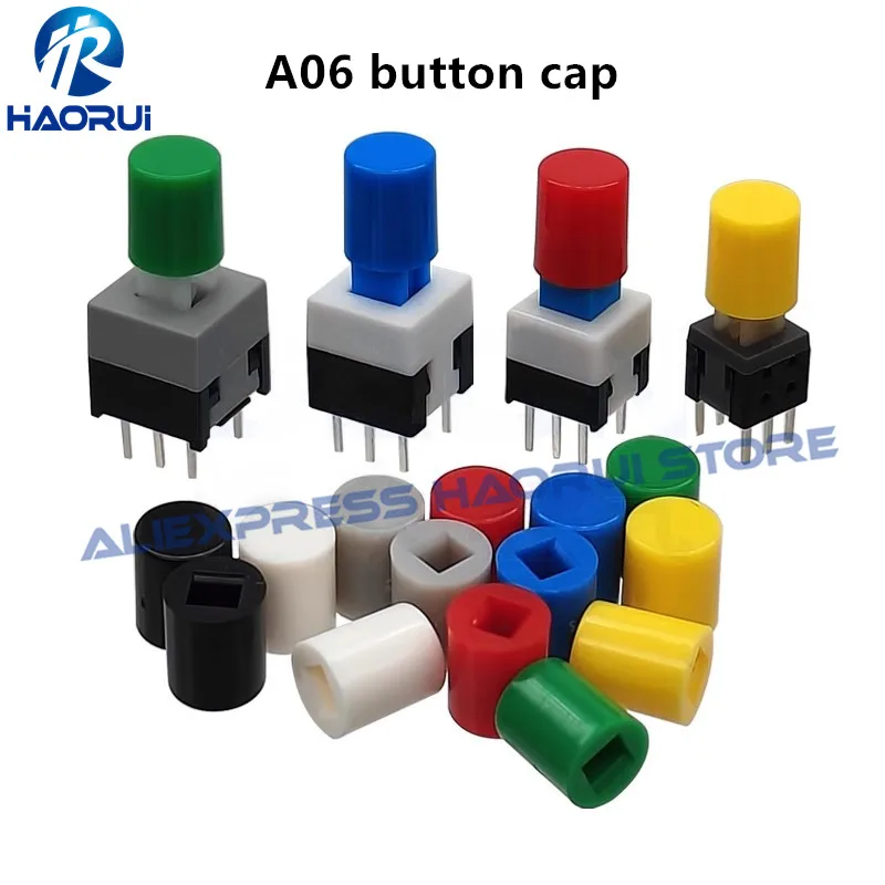 1000Pcs/lot 7-color Button Cap A06 6*7mm suitable for lockless self-locking switch 5.8*5.8 7*7 8*8 8.5*8.5mm Button switch Cap