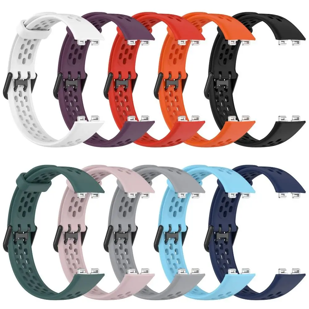 ใหม่ซิลิโคนสายนาฬิกาซิลิโคนเปลี่ยนสร้อยข้อมือนาฬิกาสมาร์ทBreathable BuckleสําหรับHuawei Band 8
