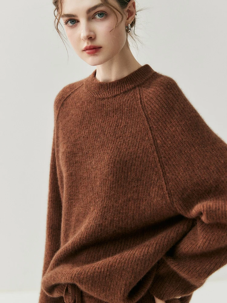 

Женский высококачественный свитер из 100% кашемира, свободный топ, широкие брюки, комплект со шляпой, роскошный удобный ансамбль