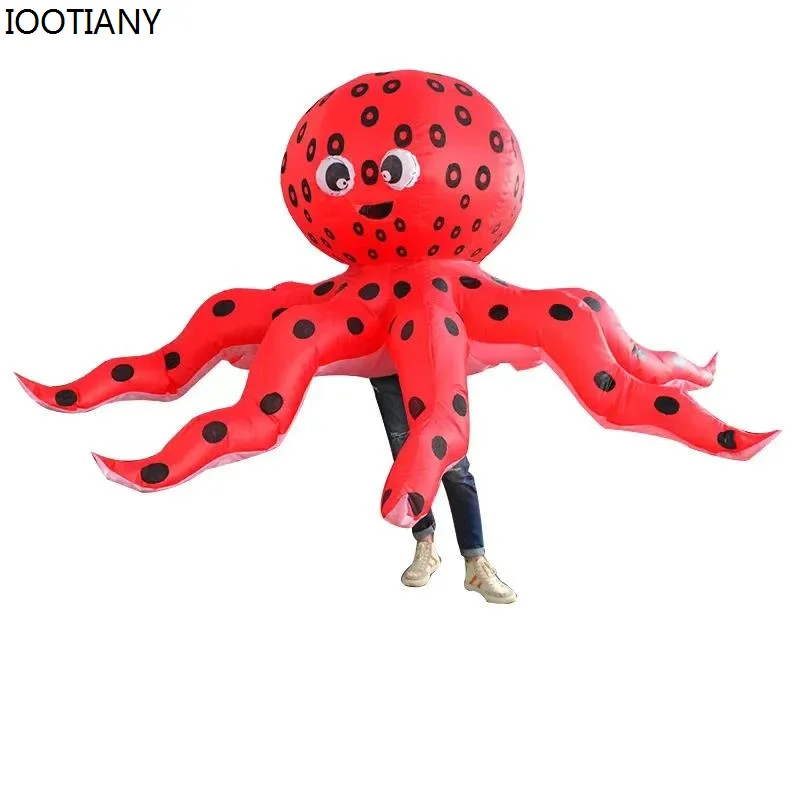 Disfraz inflable de Animal para hombre y mujer, accesorios de actuación de pulpo, traje de soplado de aire de tiburón, mascota inflable de Halloween, traje de fiesta de escenario