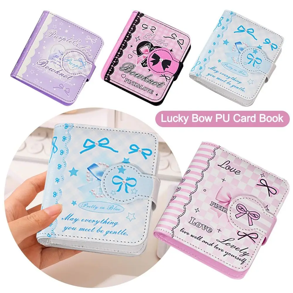 Новый фотоальбом с 20 карманами и бантом, 3-дюймовый держатель для фотокарт с героями мультфильмов, держатель для фотографий из искусственной кожи, хранение фотографий