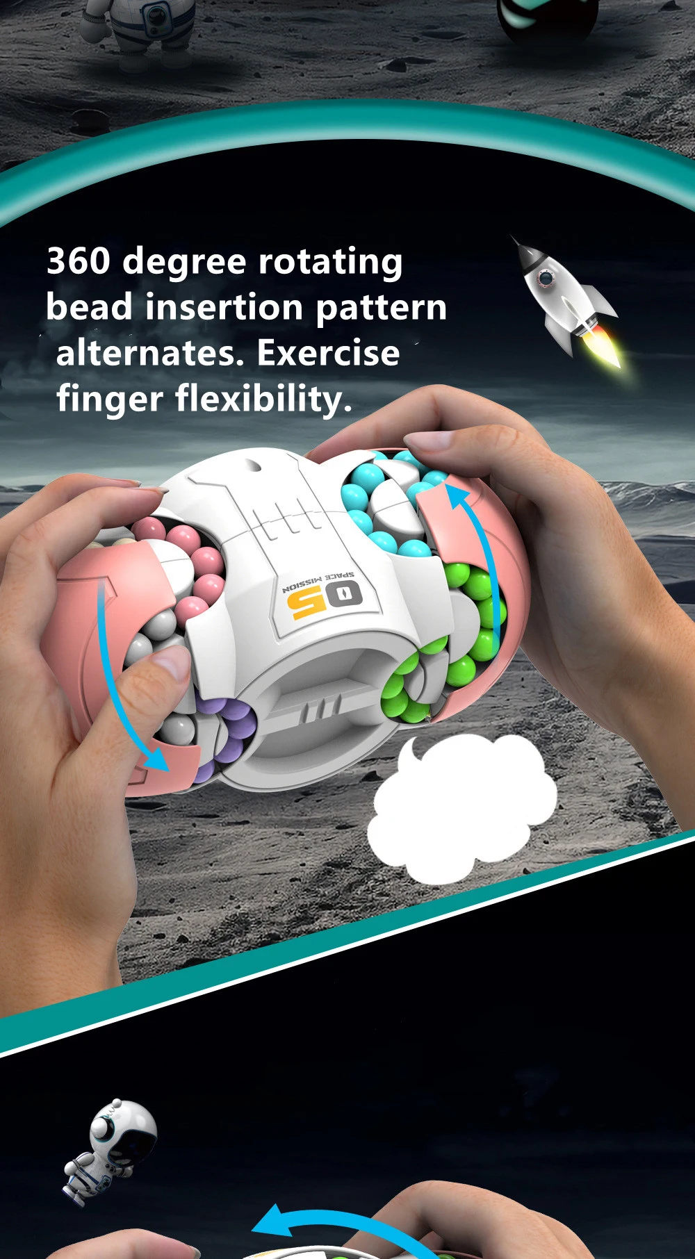 Achtseitige Rotation Finger Magische Bohnen Spin Gyro Antistress Fingertip Cube Bead Dekompression Puzzles Spiel Für Kinder Geschenke – Detail 3