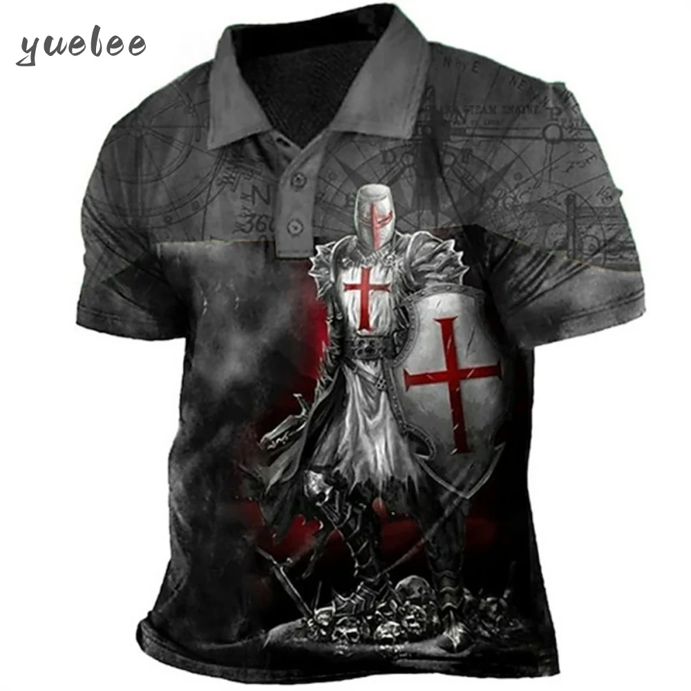 

Samurai Pattern Men's Polo Shirt Fashion Men's Tops Trendy Casual Print Men's Polo Short-Sleeved Shirt Versatile Men's Clothing