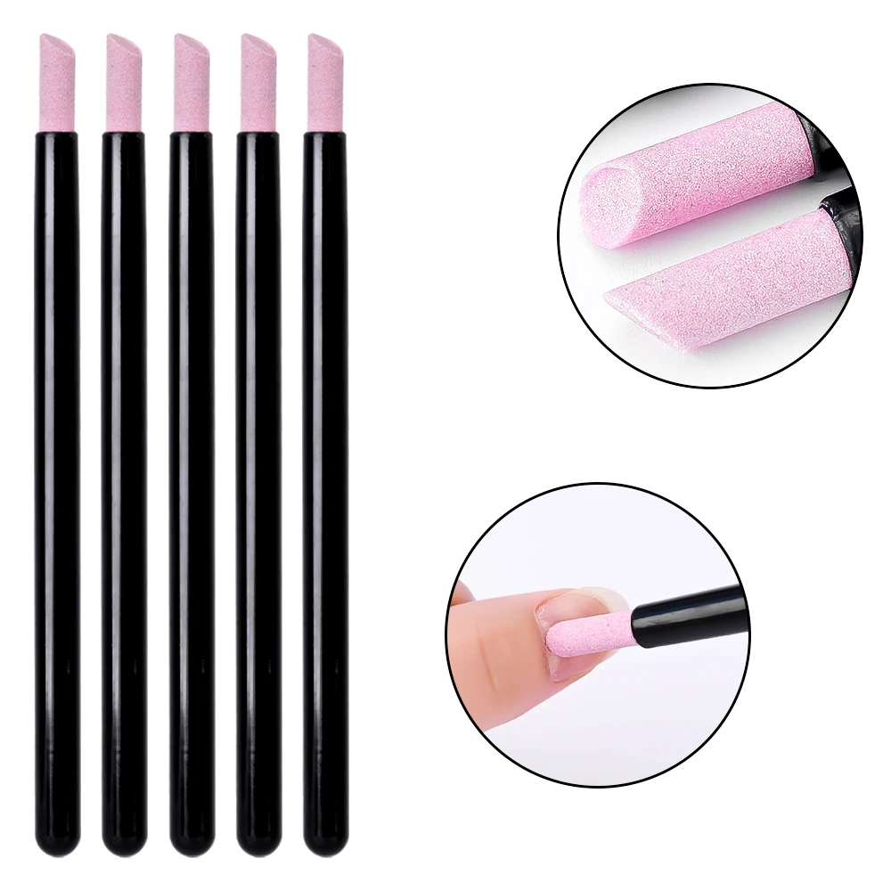 5 ชิ้น Professional Nails Art ควอตซ์ปากกาเล็บ Cuticle Dead Skin Remover UV Gel เล็บ Stick ไฟล์ Accessor เครื่องมือ