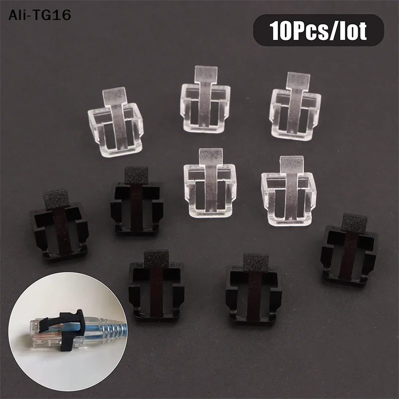 【A16h】10Pcs Network Cable Crystal Head Buckle Replaceable RJ45 Plug Protective Cover Latch For RJ45 Cable Repaire Parts