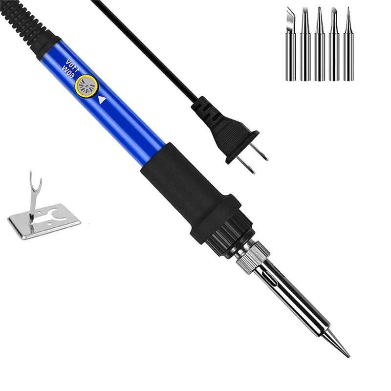 Soldering Iron Kit Adjustable Temperature Solder Iron 60W With 5 Iron Tips US Plug-A05I