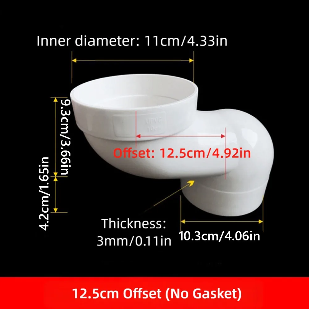 

110mm Toilet Shifter Pipe PVC Plastic Extension Adapter Toilet Drain Relocation Drain Relocator Flange Extender