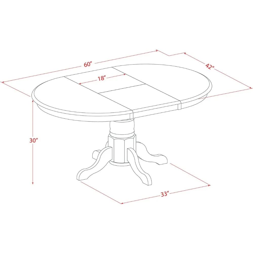 42x60 Inch Dining Table Set, Oval Table with Butterfly Leaf, 6 Oasis Blue Faux Leather Upholstered Chairs, 7 Piece Dining Sets