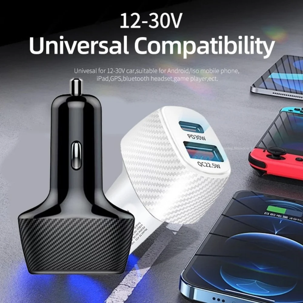 USB 52,5 W Auto Ladegerät Typ C Schnelle Lade Auto Zigarette Leichter Handy Auto Ladegerät Auto Adapter Für iPhone Xiaomi Samsung