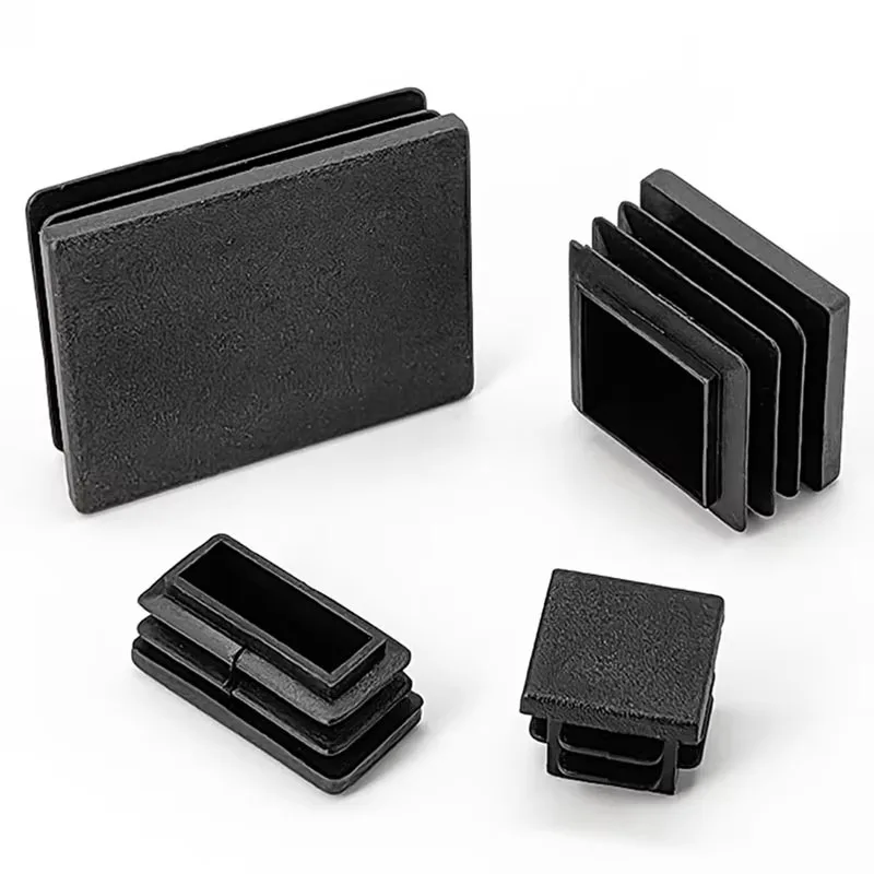 Black square tube plastic plug cap shaped plastic foot cover chair foot pad square plug