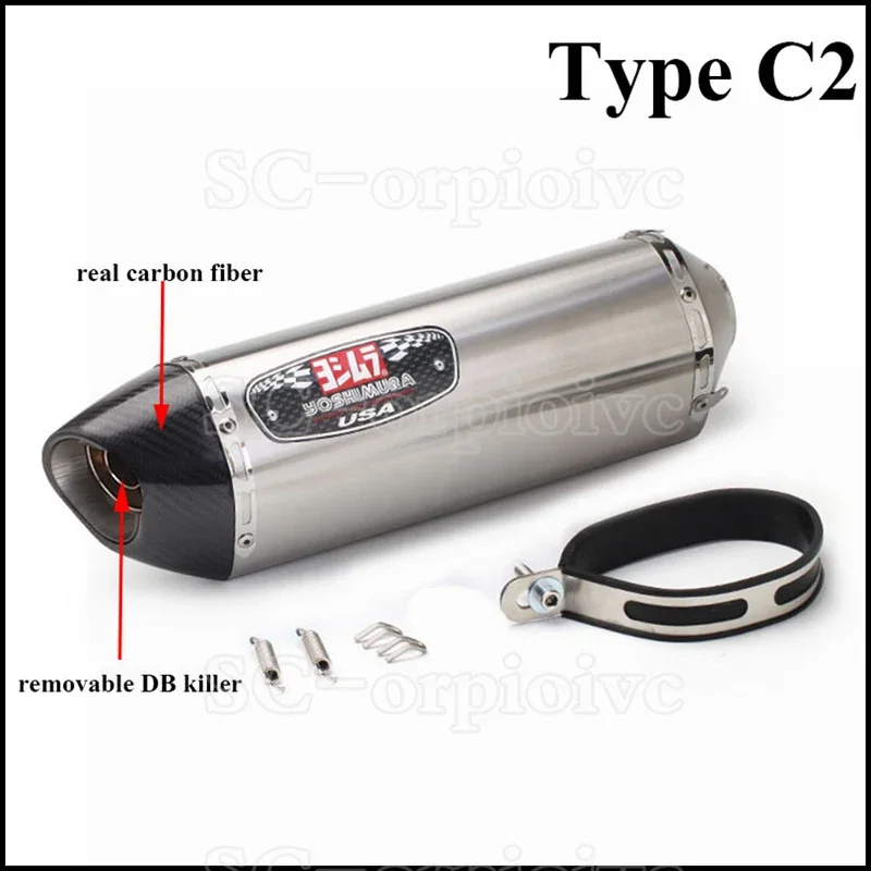 Universal Motorcycle Yoshimura R77 Modified Exhaust Pipe Carbon Fiber Muffler Silencer Slip On DB Killer For PCX NMAX TMAX XMAX