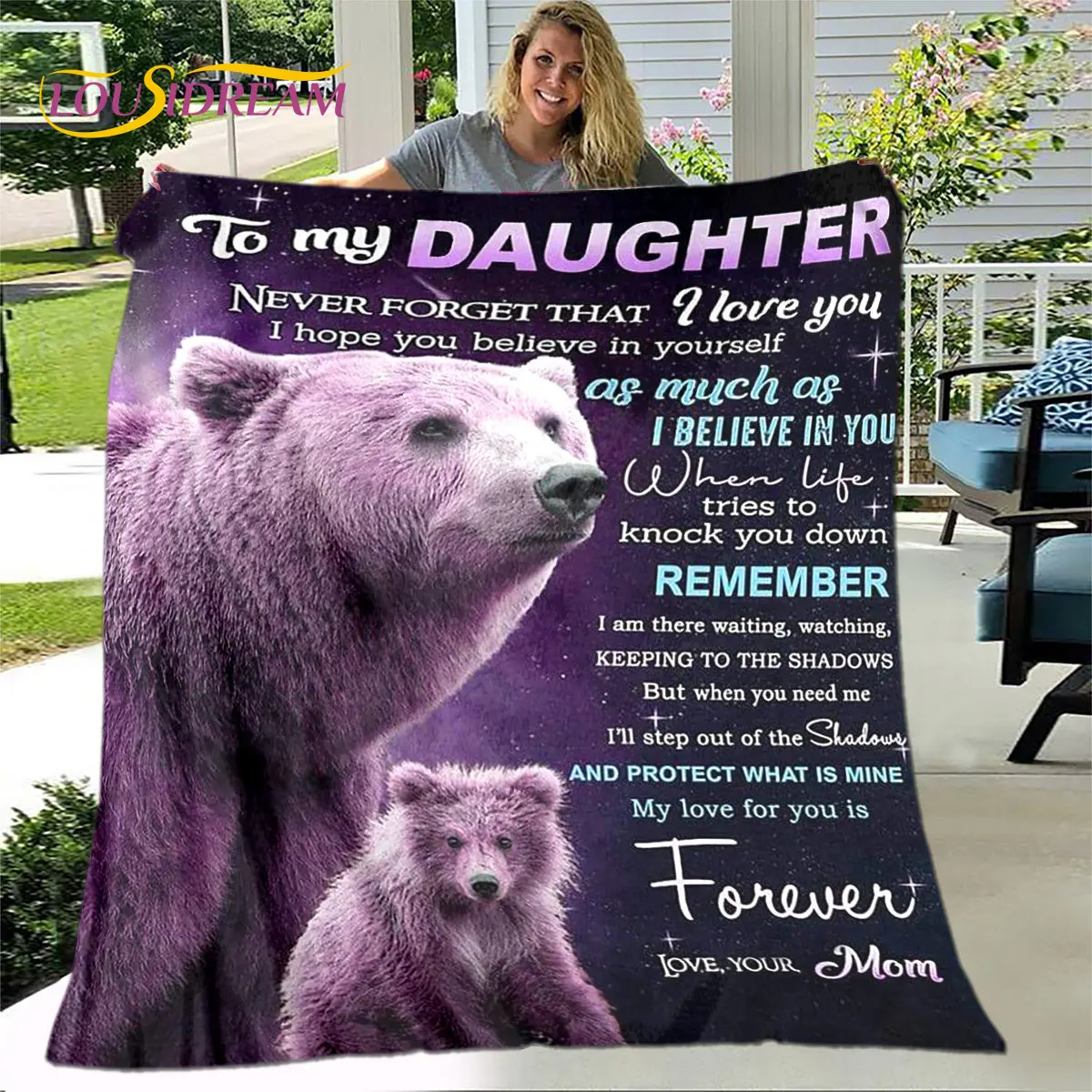 To My Daughter Soft Plush Quilt Blanket,Flannel Blanket Warm Throw Blanket for Living Room Bedroom Bed Sofa Gift for Daughter