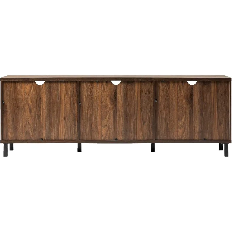 Modern Slatted Wood TV Stand for TV's up to  Universal TV Stand for Flat Screen Living Room Storage Cabinets and Shelves