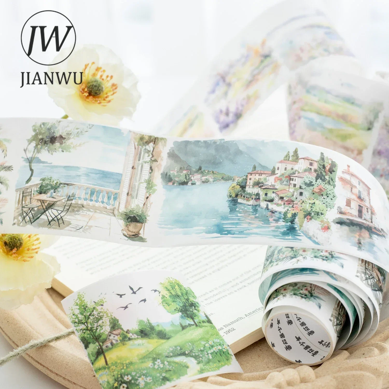 JIANWU 65mm*200cm Walk in The Woods Series Vintage Plant Landscaping Material Collage Washi Tape Creative DIY Journal Stationery