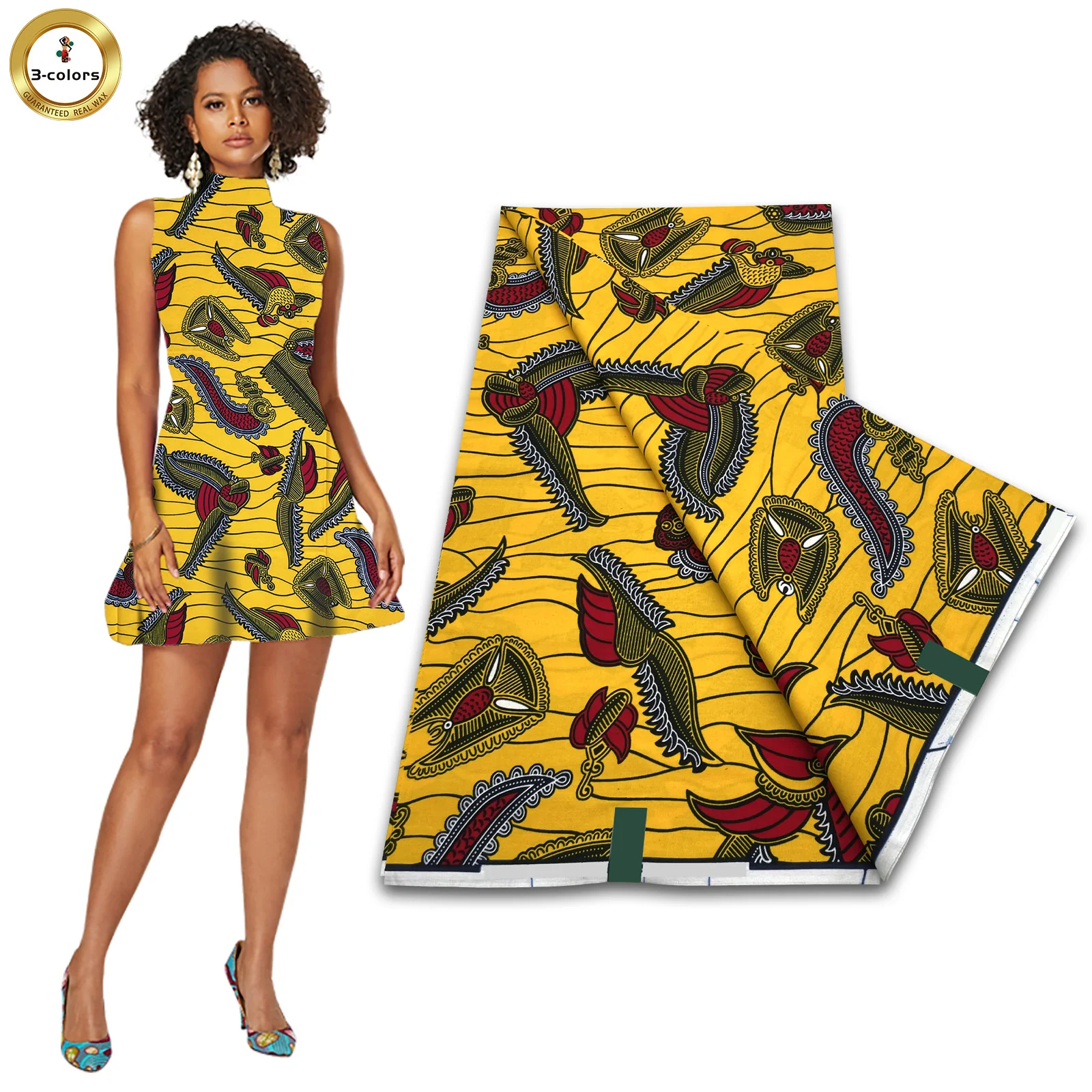 Soft 100% Cotton Real Wax Ankara Fabric Guaranteed High Quality African Wax Print Fabric Women Wedding Dress 6Yards Tissu Pagne