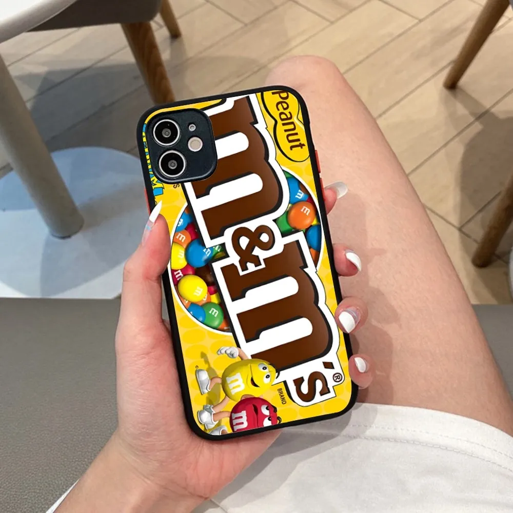 M-M&Ms-s C-Chocolate Phone Case For iPhone 14 X XR XS 7 8 Plus 11 12 13 pro MAX 13mini Matte Shockproof Case