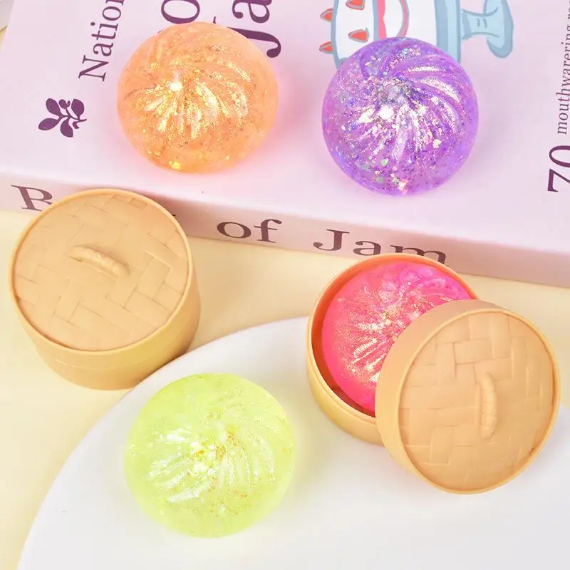 Glitter Dumpling Squeeze Toy Sensory Stress Reliever Ball For Kids Focus Classroom Office Desk Decoration