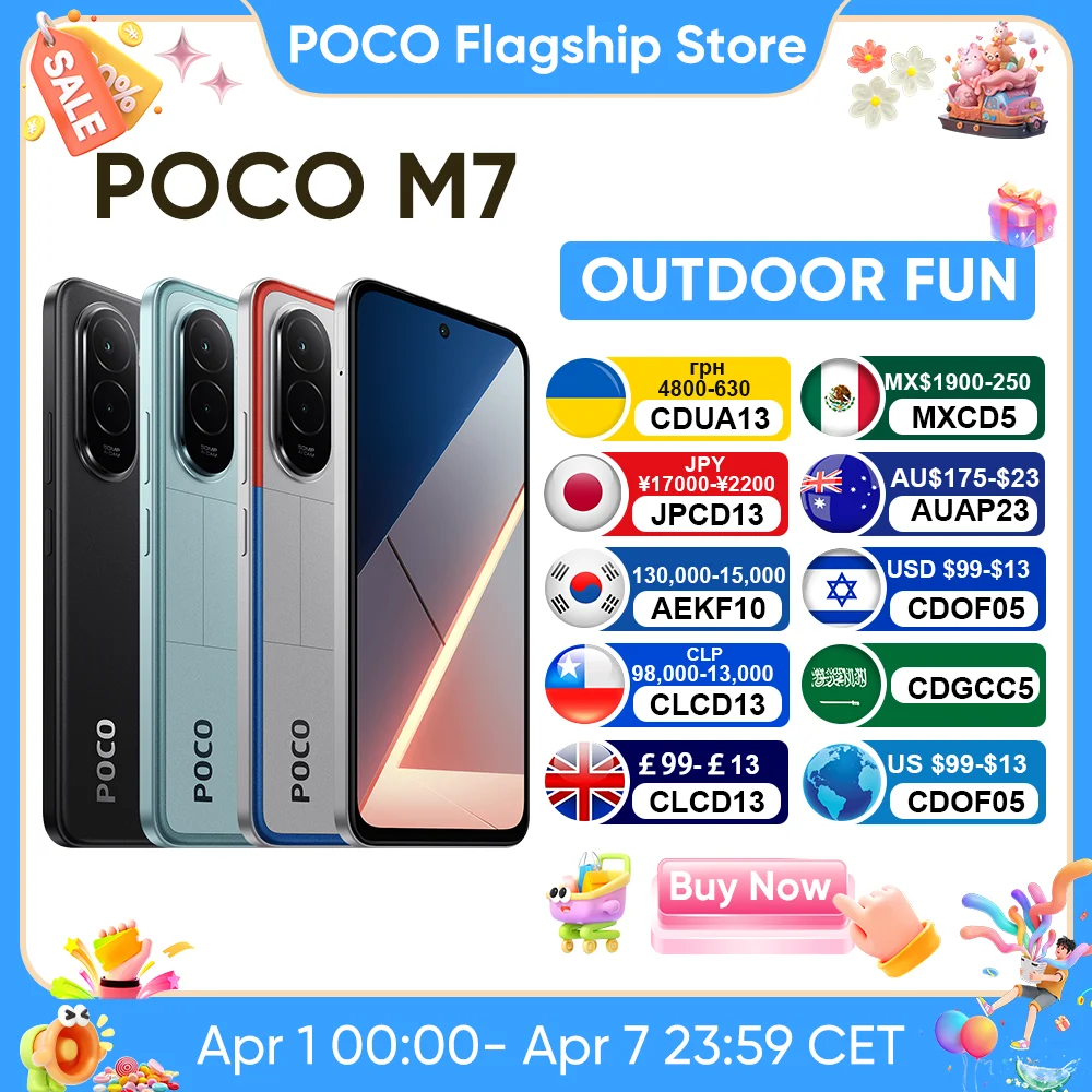New POCO M7 Global Version Smartphone Snapdragon 685 6.9" 144Hz FHD+ DotDisplay 50MP 7000mAh Battery 33W Fast Charging NFC