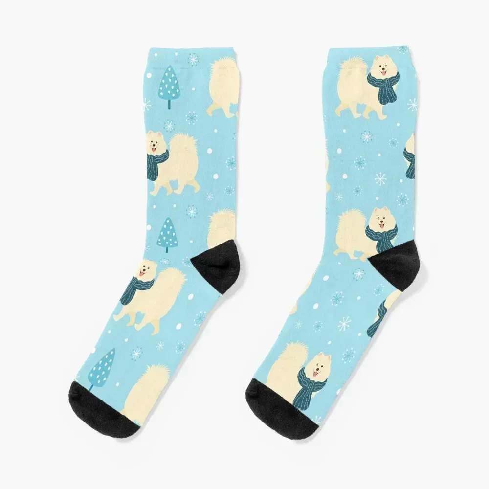 

Cute Samoyed dog in Winter Socks hiphop funny gifts man christmass gift Socks Men Women's