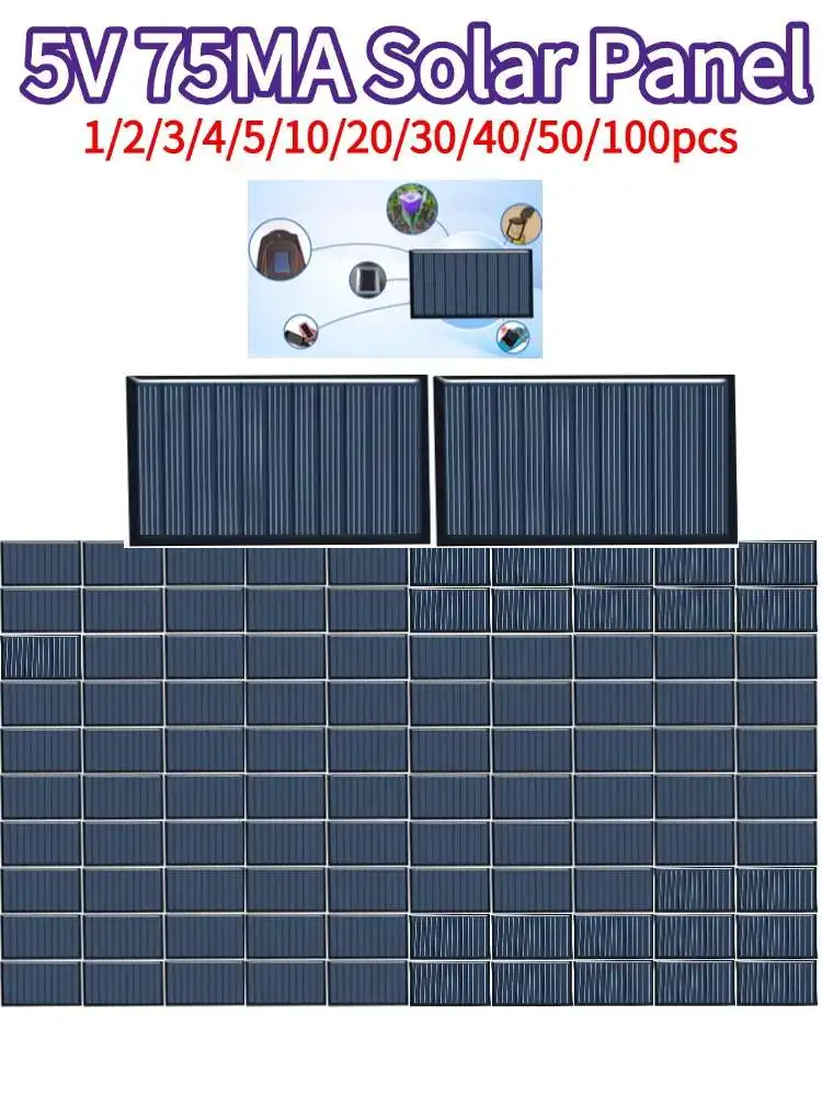 Panneau solaire 5V 75MA, modèles alimentés par bricolage, Kit solaire Rechargeable d'extérieur pour téléphone portable, petites Batteries DC, chargeur, accessoires d'alimentation