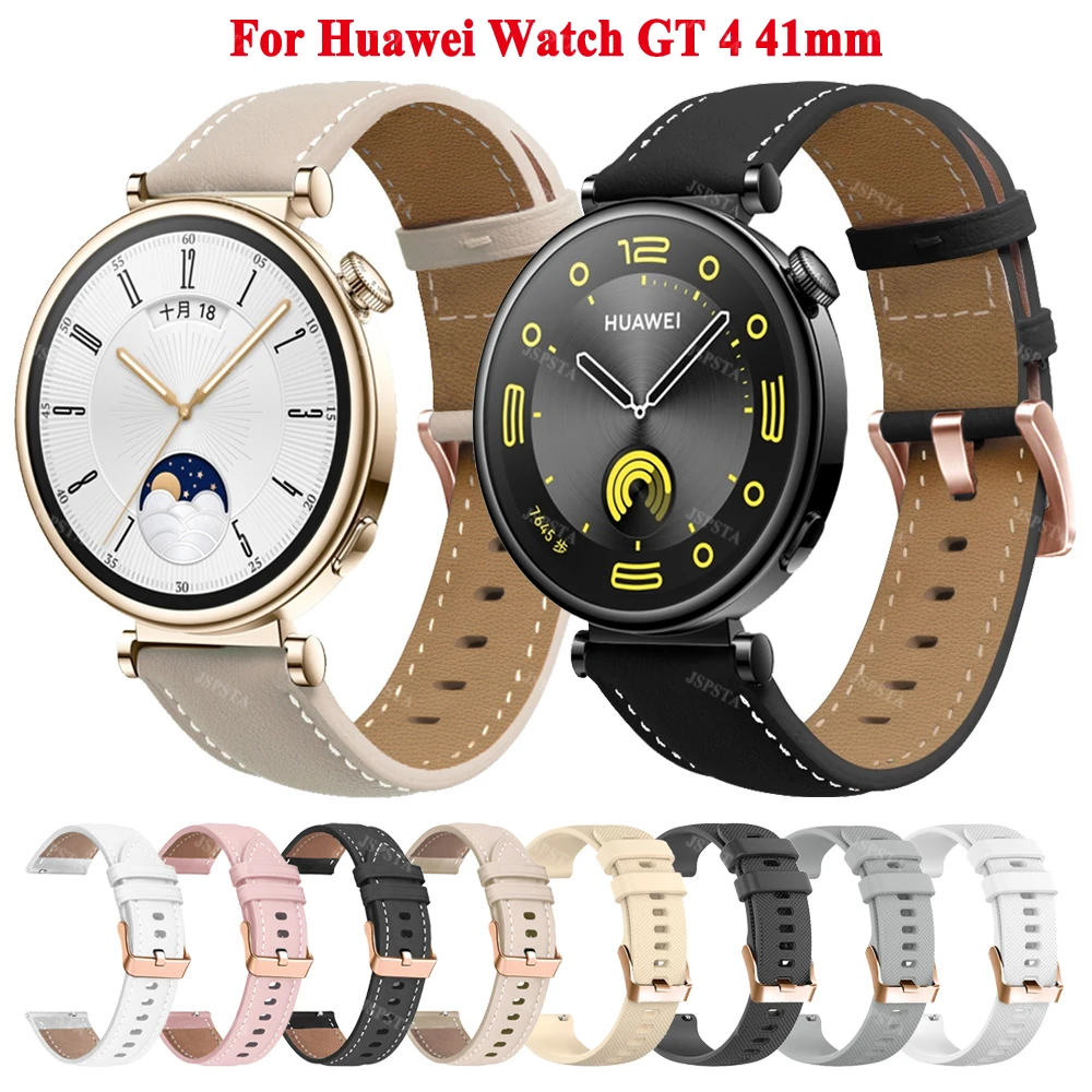 สายหนัง18มม. สำหรับนาฬิกา Huawei GT 4 GT4 41มม. สายรัดข้อมือสำหรับ Garmin venu 3S 2S Forerunner 255S 265S vivoactive 4S