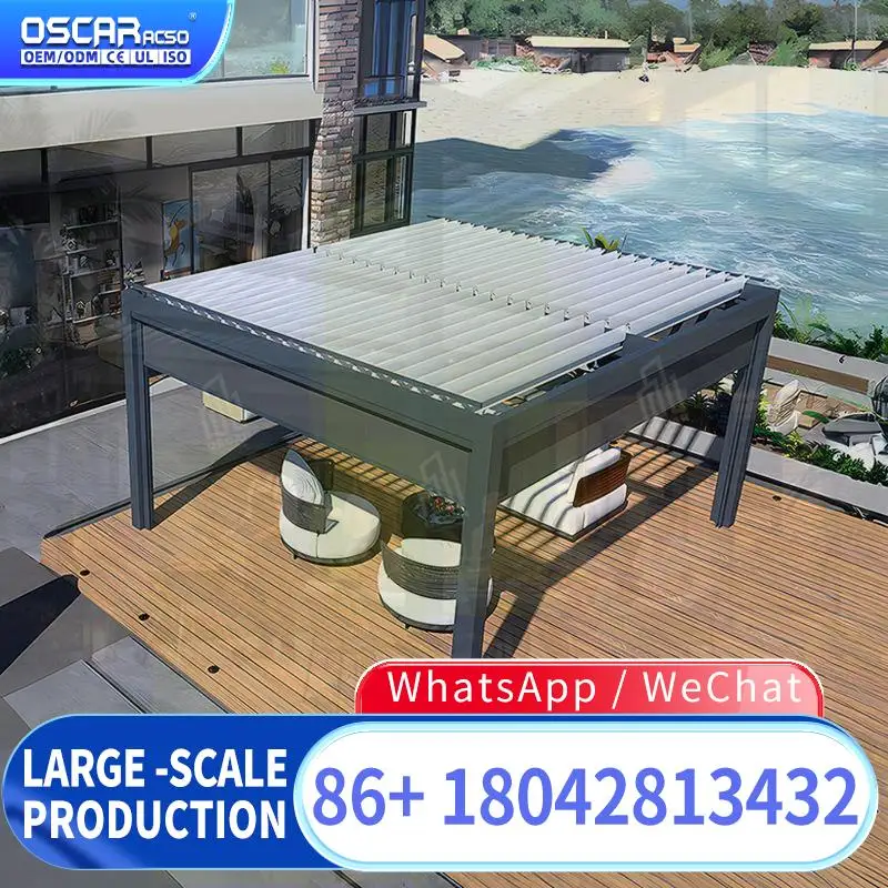 Retractable Motorized Awning with Remote Control for Outdoor Pergola and Garden in European Regions Ideal for Patio Parties and