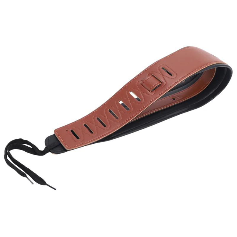 

AA75-4X Leather Real Cowhide Guitar Strap For Electric Bass Guitar Adjustable Padded Browm Color
