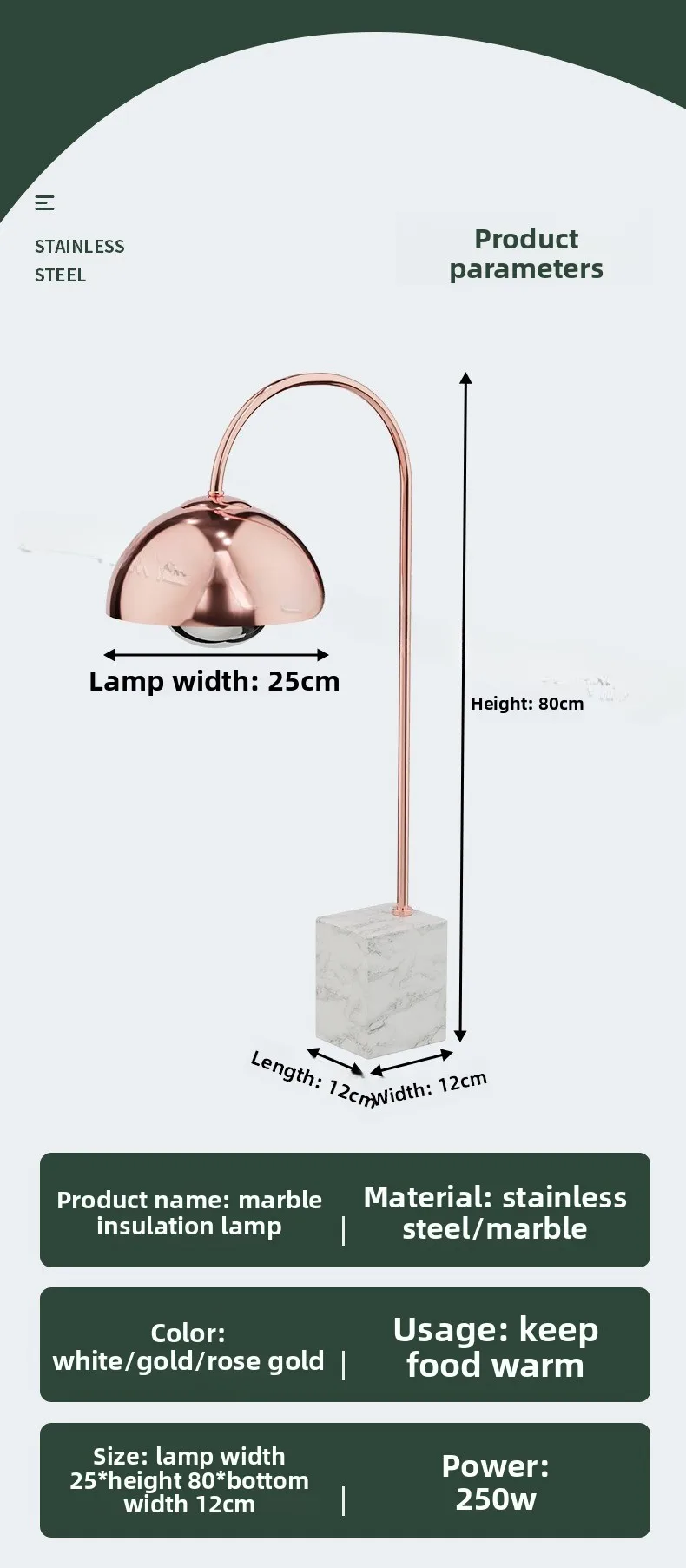 بوفيه مصباح عزل الطعام طاولة عزل الرخام ديلي مصباح شواء الدجاج المقلي