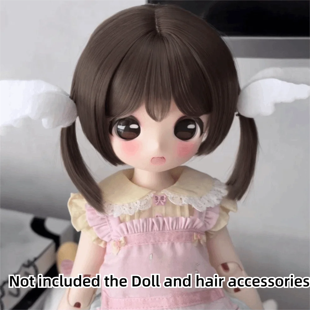 Dark Brown Bangs BJD Bob Wig Straight Short Hair Cute Mushroom Bob Cut Hairpiece Braided Wig Makeover