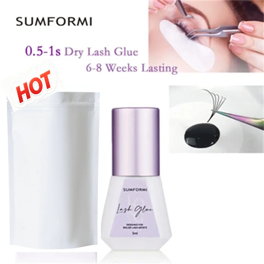

SUMFORMI New Glue for Eyelash Extension 0.5s Dry Thin Black Lash Glue Low Odor Eyelashes Glue Waterproof Lash Extension Supplies