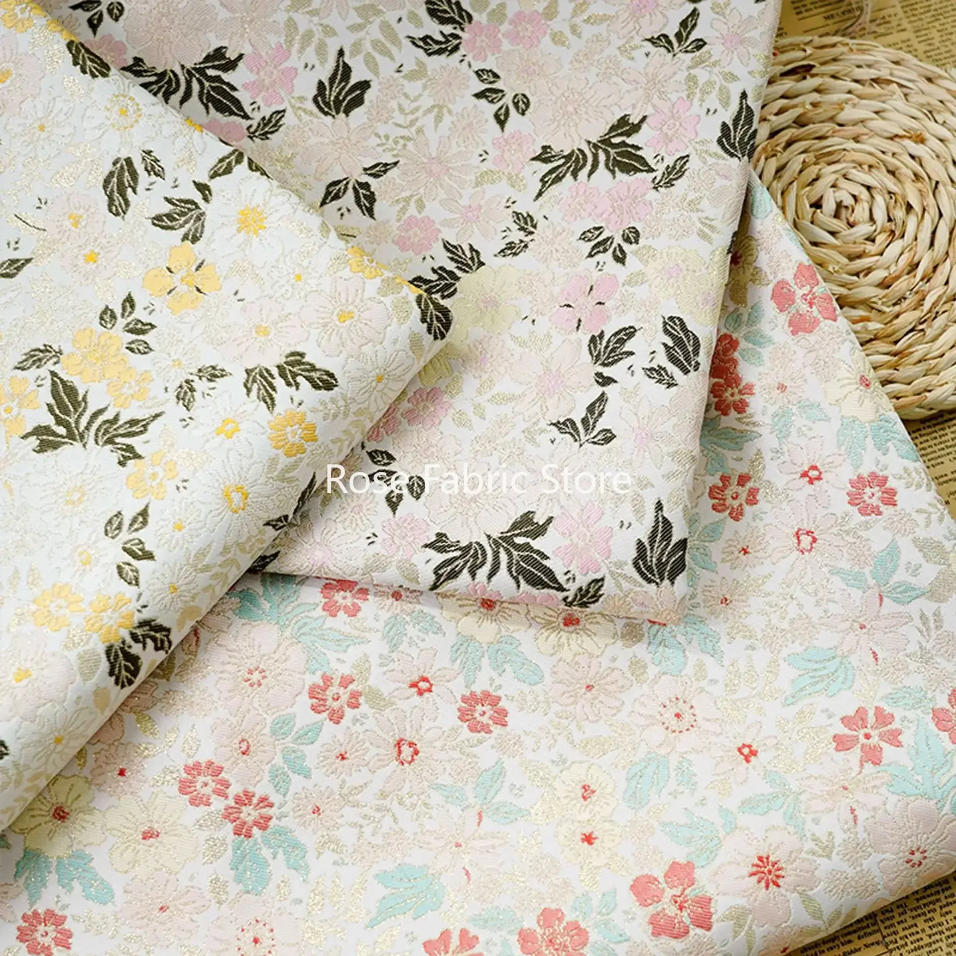 

1 Meter Small Flower Brocade Jacquard Fabric Women's Dress Cheongsam Tote Bag Decorative Sewing Fabric