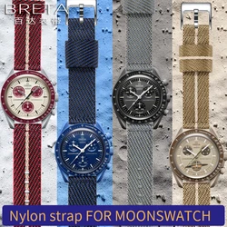 FOR Omega & Swatch nylon canvas watch strap 20MM 9 color waterproof strap accessories for MOON-SWATCH fashion bracelet tool-free