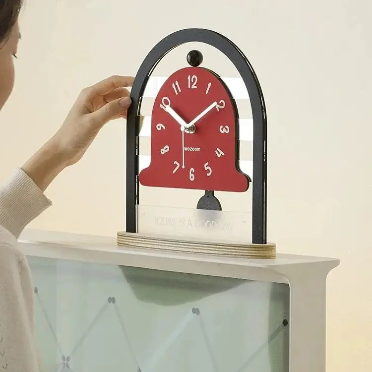 Swinging Decorative Clock Creative Home Silent Clock 9.84x10 Inch Living Room Bedroom Study Desktop Decoration Ornament