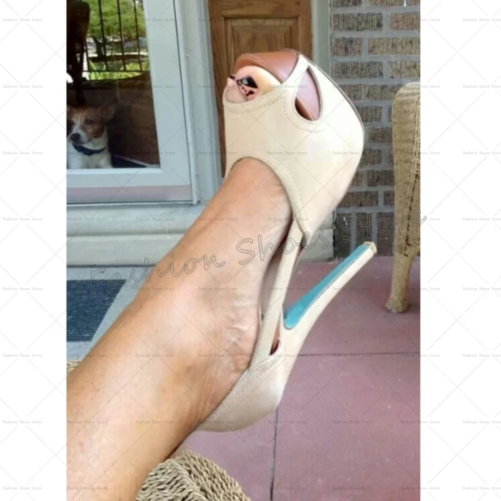 

Apricot Platform Peep Toe Pumps Matte Leather Women Shoes Stilettos High Heels Party Banquet Dating 2025 Zapatos Para Mujere