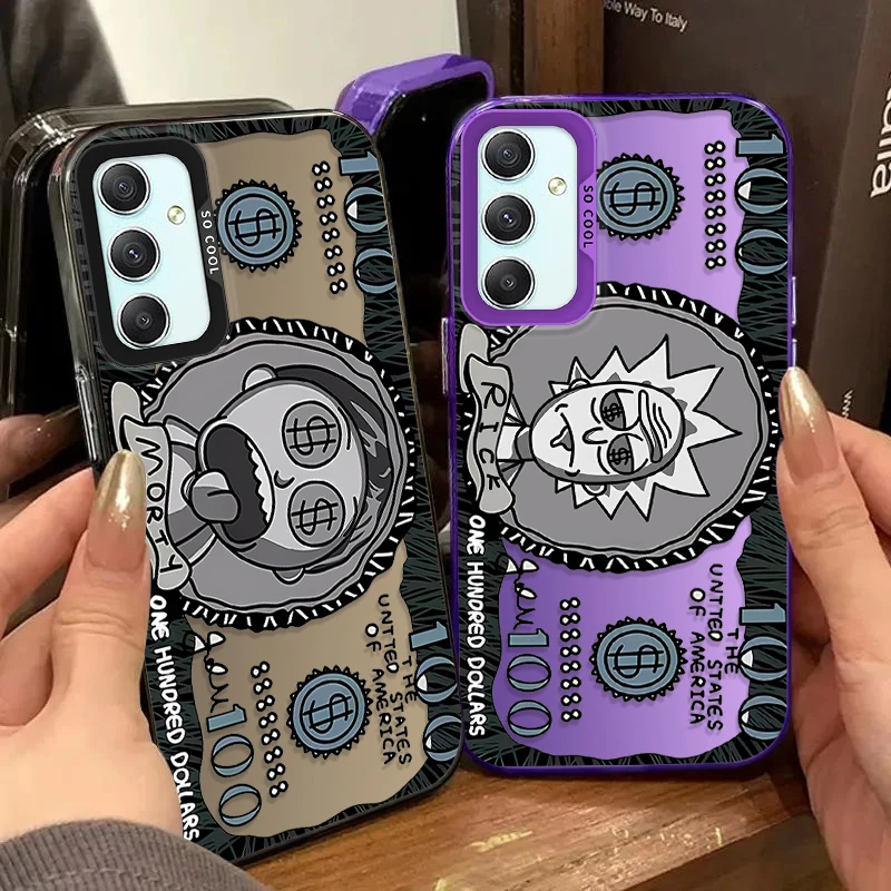 Cartoon Dollars Case for Samsung Galaxy S24 S23 S22 S21 Ultra Plus FE A54 A34 A24 A14 A73 A53 A33 5G Note 20 Matte Hard Cover