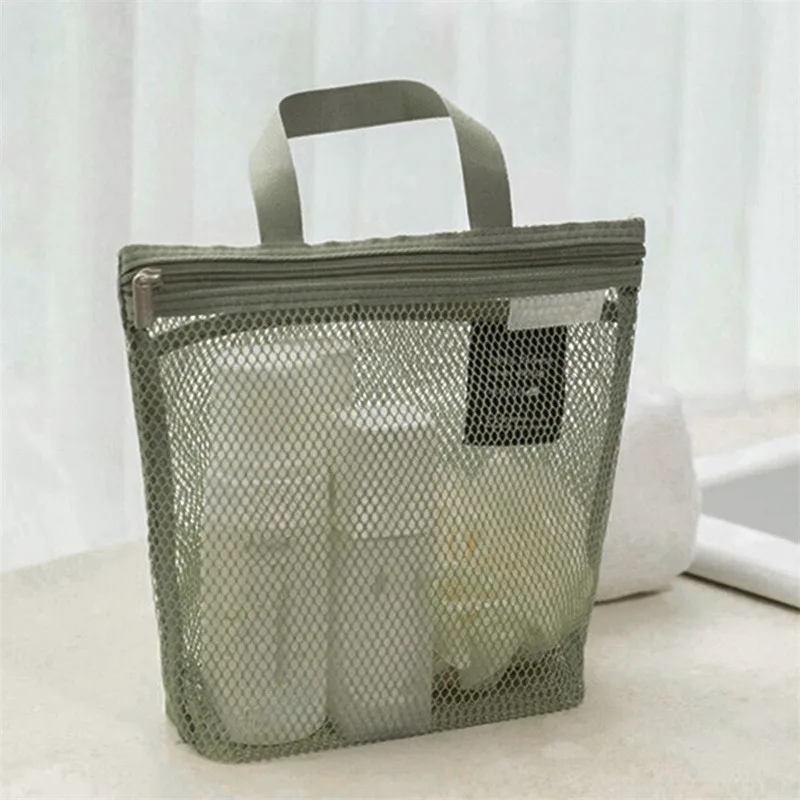 2024 New Beach Bags Women Large Capacity Mesh Transparent Bag Portable Shower Swimming Gym Tote Bag Toilet Cosmetic Bag