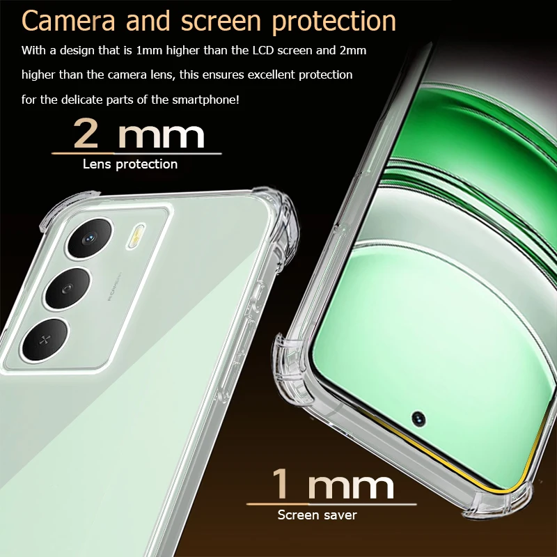 شاتيربروف واضح جراب هاتف ل Realme C75 C73 C67 C65 C55 C71 C61 C63 C 75 73 67 65 55 71 61 63 4G 5G الغطاء الخلفي الشفاف