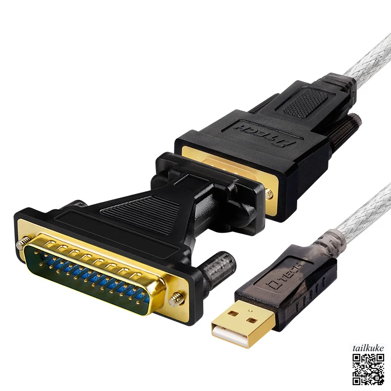 USB to RS232 Serial Port Cable Industrial Grade DB25-pin Computer Printing Serial Port Data Cable Win11 DT-5003A