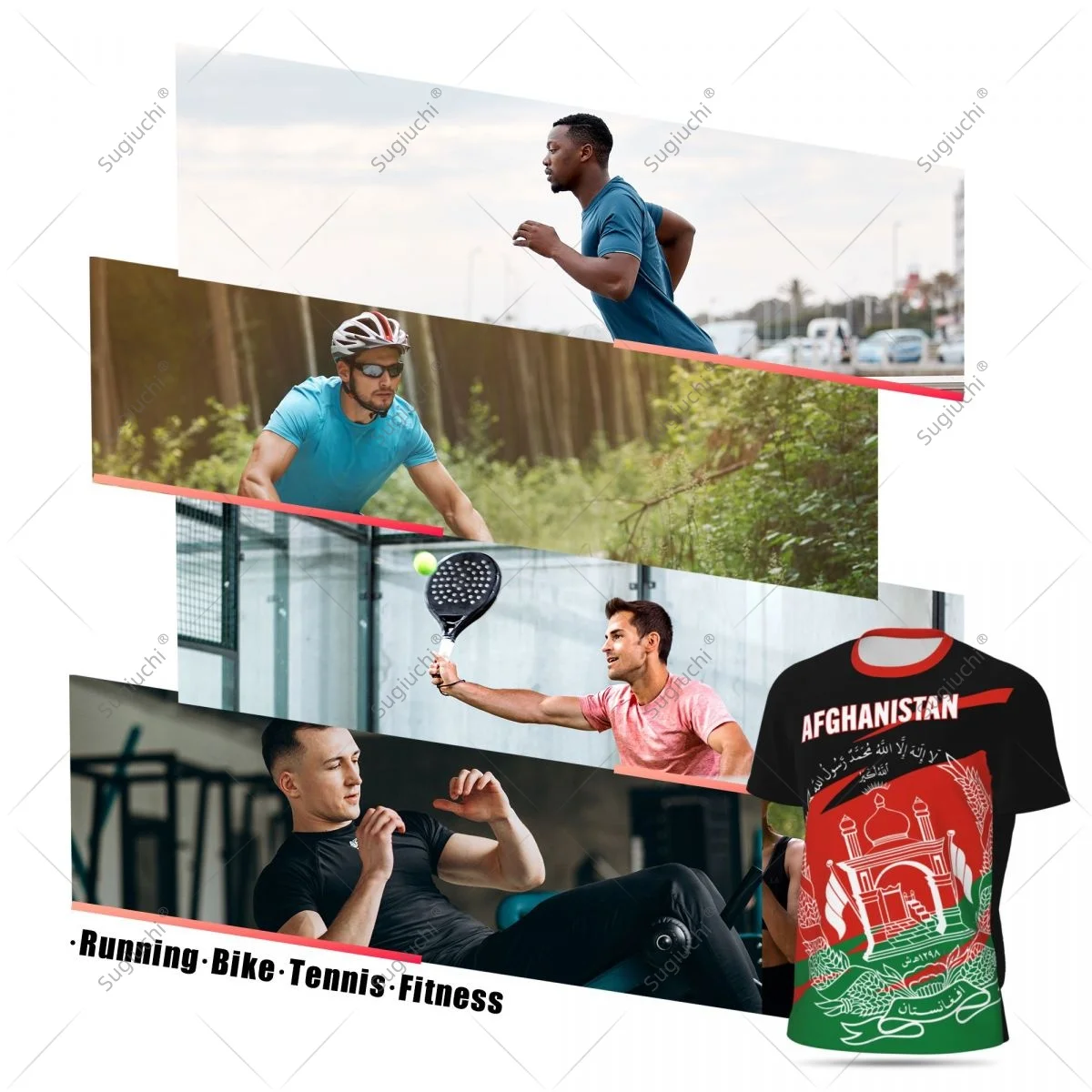 Afghanistan Flag Men Sports T-shirt Women Tees jersey for Soccer Football Running Bike Tennis Fitness Fans - view 5
