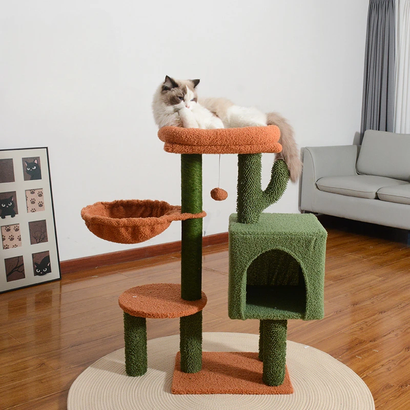 Sisal Multi-Level Cat Climbing Frame Cat Scratching Post Space-Saving Luxury Cat Tree House for Multiple Cats Cats Nest Cats Toy