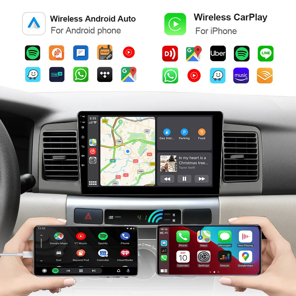 Camecho-Radio con GPS para coche, reproductor de DVD con Android 11, 2DIN, AHD, 2.5D, 10,1 pulgadas, HD, Maltimedia, estéreo, 2GB + 32GB, Carplay